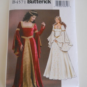 Renaissance Costume Butterick B4571 AA (6-12) or EE (14-20) Sewing Pattern for Medieval, Maiden, Princess, Queen, Lady-in-Waiting Cosplay