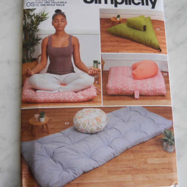 Yoga Mat, Floor Cushions Simplicity S9364 Sewing Pattern for Tufted Sleeping Mat, Round & Triangular Pillows, Home Decor for Exercise, Teen