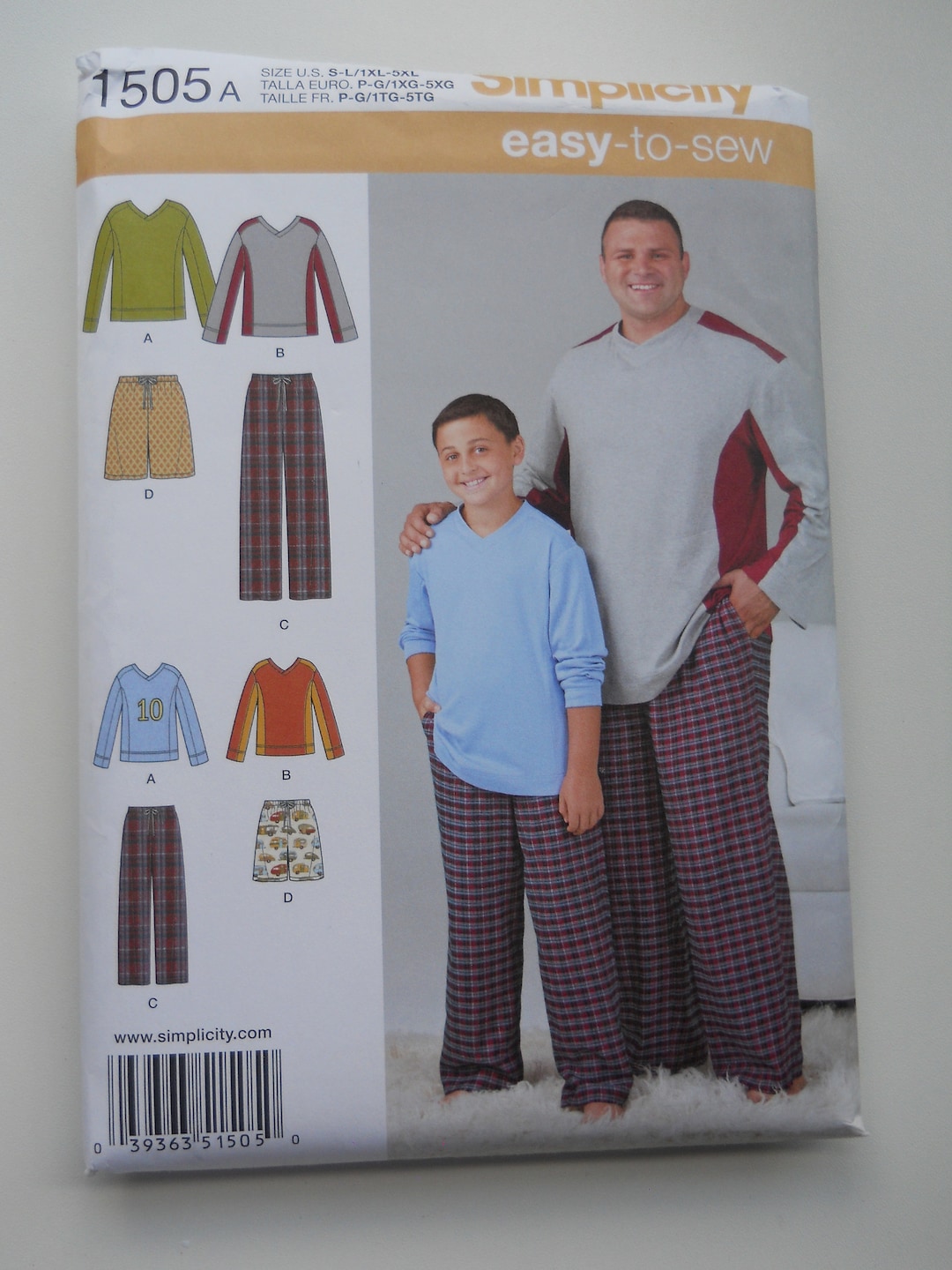 Father Son Pattern Husky, Big & Tall Father Son Pjs Simplicity 1505 A (child S-M-L, Men's ...