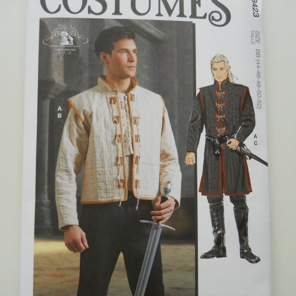 Padded, Quilted Armor Shirt & Vest McCall's M8423 AA (AA-42) or BB (44-52), New Sewing Pattern, Medieval, Renaissance Knight, Squire Costume
