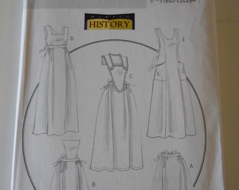 Historic Apron Costume Butterick B5509 XY (Sml-Med-Lrg) New Sewing Pattern for Colonial, Victorian, Renaissance, English, European Cosplay