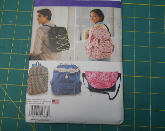 Simplicity 1388 Sewing Pattern Backpack and Messenger Bag - Etsy