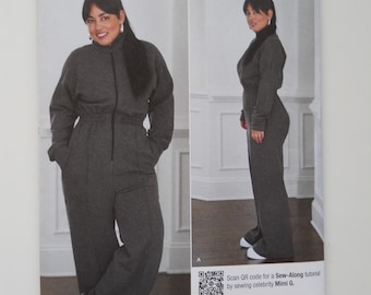 Mimi G, Cozy Front Zip, Knit Jumpsuit, Coveralls Simplicity S3011