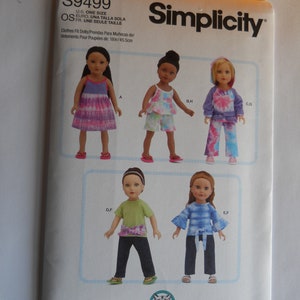 2022 Fun 18 Inch Doll Clothes Simplicity S9499 Sewing Pattern for Sundress Top with Peplum, Sweatsuit, Pants Wardrobe Gift for Doll Lover