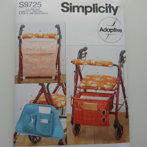 Customized Walker Bags & Accessories Simplicity S9725 New Sewing Pattern, Seat Cover, Bar Cover, Basket Liner, Organizer, Gift, Adaptive