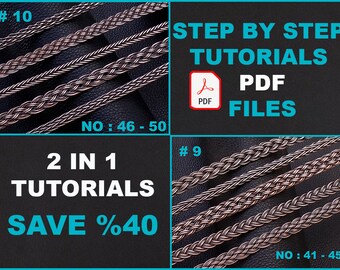 May include: Two sets of braided metal chain tutorials in PDF format. The image shows close-up views of the chains, with the text "STEP BY STEP TUTORIALS PDF FILES" and "2 IN 1 TUTORIALS SAVE %40" on the image.