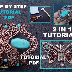 2 in 1 PDF files Instant Download wire wrapp bracelet and butterfly tutorial PDF lesson, wire wrapping tutorial how to make jewelry pattern