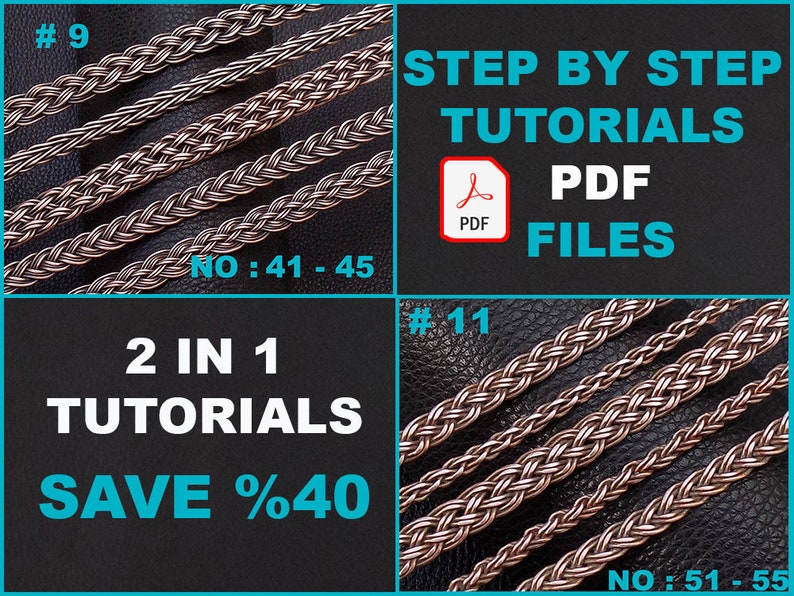 Fichiers PDF Téléchargement instantané, tressage avec livre de pdf de tutoriel de modèle de fil, techniques de tressage de fil comment faire la leçon Non : 41-45 51-55 image 1