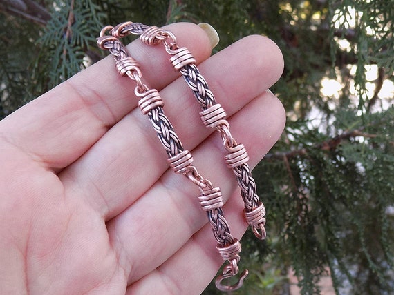 Wire Wrapped and Braided Pure Copper Handmade Antique Look Men