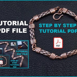 PDF files instant download , braided chain links bracelet tutorial with wire wrapped end caps