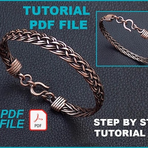 Descarga instantánea de archivos PDF, tutorial de pulsera trenzada con tapas envueltas, joyería DIY