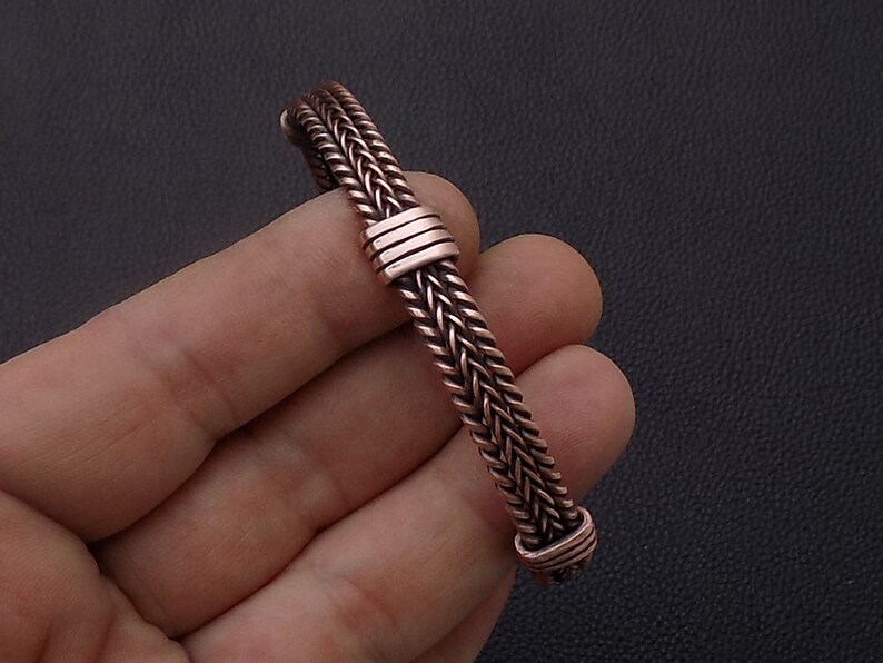 Casual men bangle bracelet Braided copper minimalist | Etsy