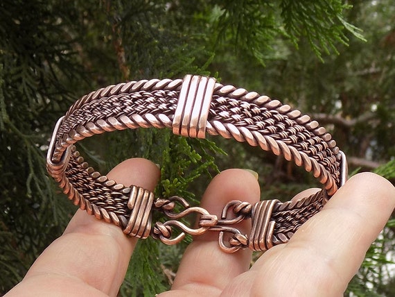 Copper Wire Bracelet with Semi Precious Gemstones