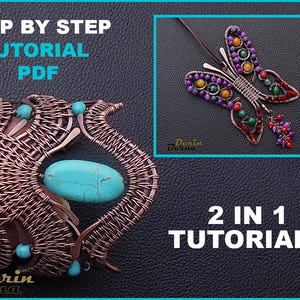 2 in 1 PDF files Instant Download wire wrapp bracelet and butterfly tutorial PDF lesson, wire wrapping tutorial how to make jewelry pattern