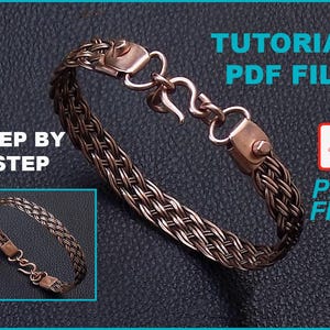 PDF files instant download , braided bracelet with riveted end caps tutorial , jewelry DIY