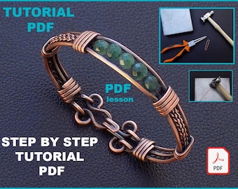 Descarga instantánea de archivos PDF, tutorial de pulsera trenzada con piedras preciosas