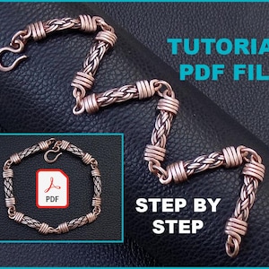 Download immediato di file PDF, tutorial per bracciale con maglie a catena intrecciate e terminali avvolti in filo metallico