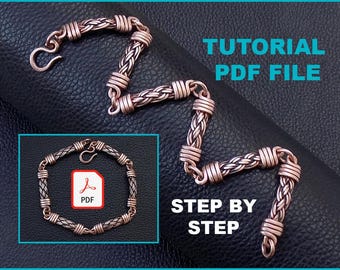 Descarga instantánea de archivos PDF: tutorial para hacer una pulsera de eslabones trenzados con extremos envueltos en alambre.