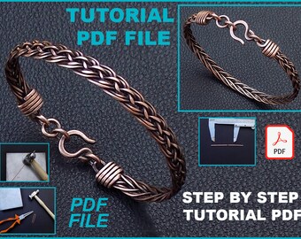 PDF files instant download braided bracelet with handmade wrapped end caps tutorial book lesson, how to make unique DIY caps in jewelry