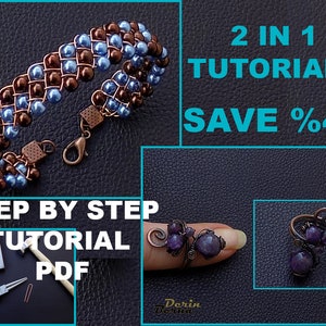 2 in 1 PDF files Instant Download bracelet and ring tutorial PDF lesson, wire wrap tutorial, jewelry pattern, PDF tutorial, beading pattern