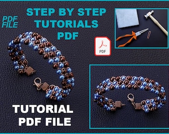 PDF File Instant Download , braided beaded cuff bracelet tutorial , wirework diy jewelry