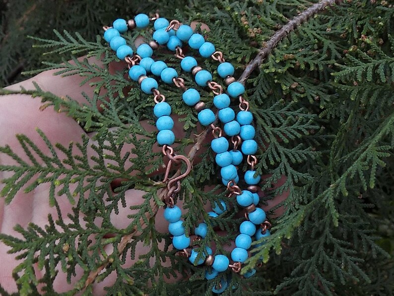 Men turquoise bronze bead copper chain necklace,Men chain necklace,men necklace,turquoise copper bronze men necklace,turquoise men necklace