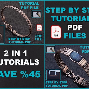 May include: Two step-by-step tutorials for making wire wrapped bracelets. The first bracelet is a simple copper wire design. The second bracelet features a blue stone and a more intricate wire design. Both tutorials are available as PDF files. Save 45% when you purchase both tutorials.