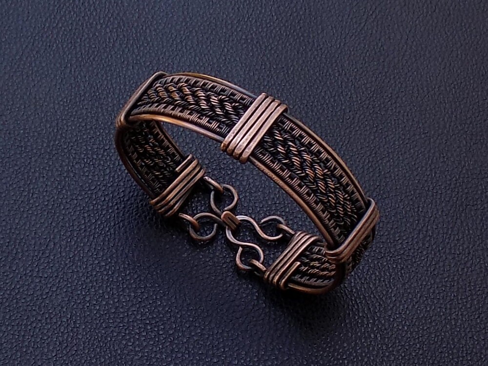 Wire wrapped men bracelet braided copper wide cuff Copper Etsy