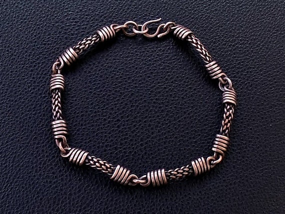 Copper Chain Links Braided Men Bracelet Pure Copper Jewelry - Etsy