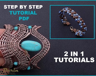 PDF files Instant Download , 2 bracelets tutorials with wire braiding wrapping beading