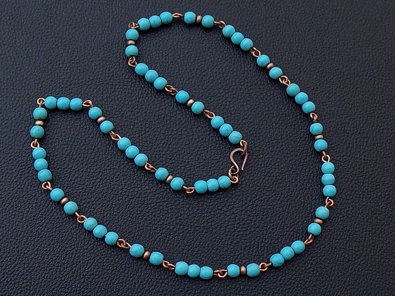 Men turquoise bronze bead copper chain necklace,Men chain necklace,men necklace,turquoise copper bronze men necklace,turquoise men necklace