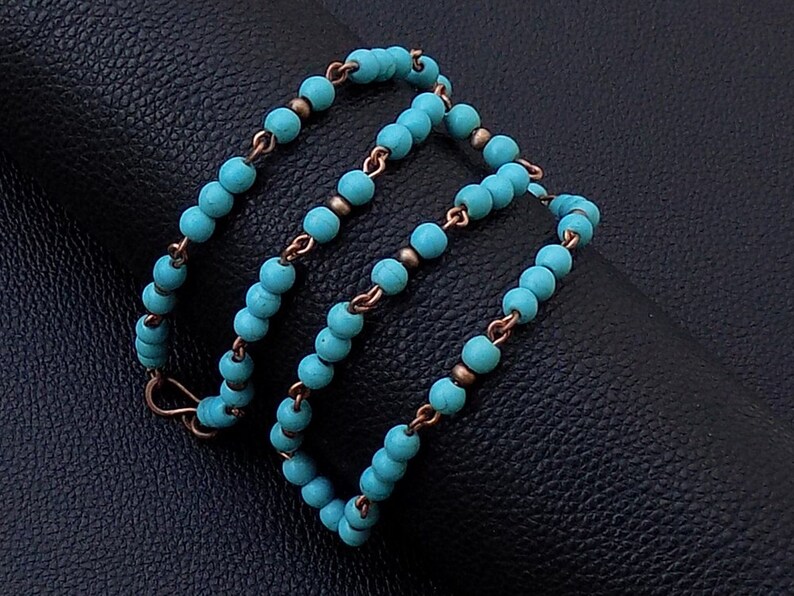 Men turquoise bronze bead copper chain necklace,Men chain necklace,men necklace,turquoise copper bronze men necklace,turquoise men necklace