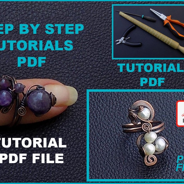 Instant Download wire wrapping ring tutorial PDF lesson, how to make book, DIY beading and wirework jewelry