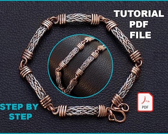 Descarga instantánea de archivos PDF: tutorial para hacer una pulsera de eslabones trenzados con extremos envueltos en alambre.