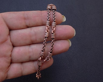Chain Links Bracelet , Handcrafted Twisted Braided Wire