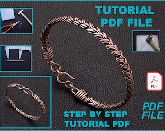 PDF files instant download braided bracelet with handcrafted wrapped end caps tutorial book lesson, how to make end caps jewelry DIY pattern