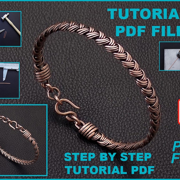 PDF files instant download braided bracelet with handmade wrapped end caps tutorial book lesson, how to make end caps in jewelry DIY pattern