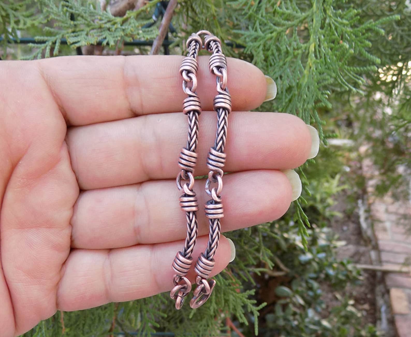 Braided copper men chain bracelet Metal chain bracelet for Etsy