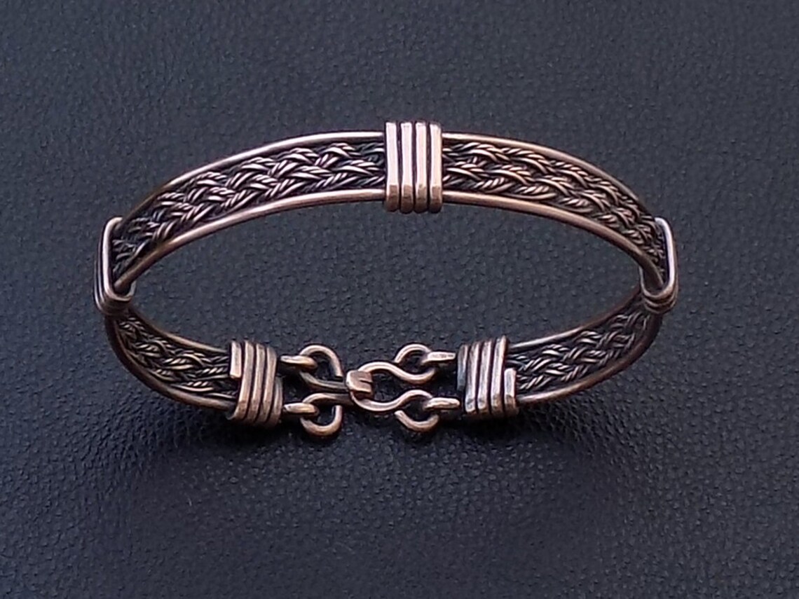Pure copper mens wrist cuffs bracelet Braided wide bracelet Etsy