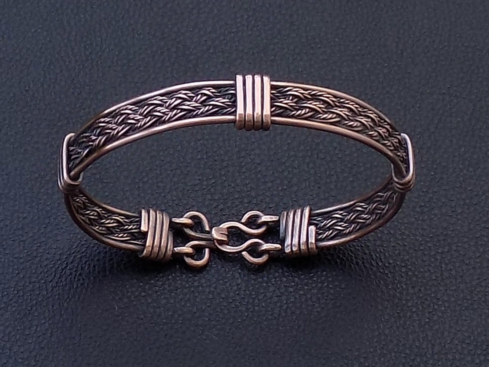 Pure copper mens wrist cuffs bracelet Braided wide bracelet Etsy