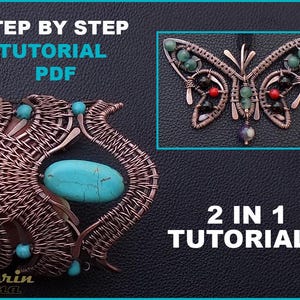 PDF files Instant download , wire wrapping bracelet and beaded butterfly tutorial ,DIY jewelry pattern