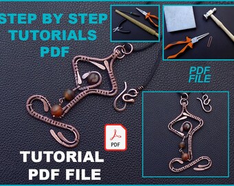 Tutorial para hacer un colgante con alambre enrollado en formato PDF. Descarga instantánea.