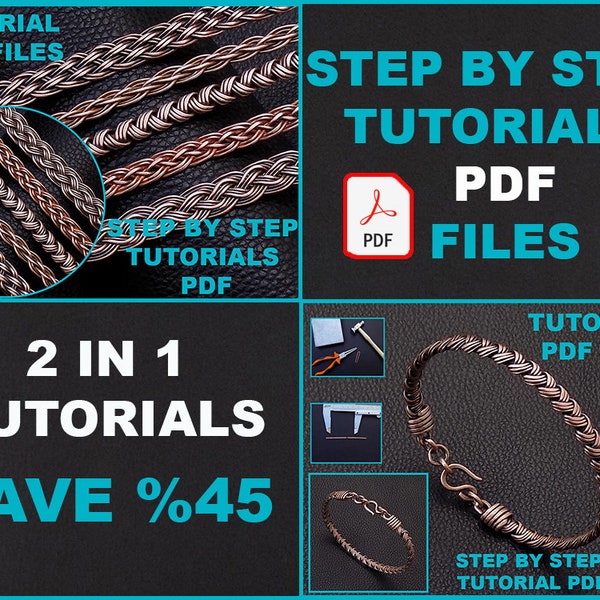 PDF files instant download 5 braiding techniques+braided cuff bracelet with wrapped end caps tutorial book lesson, pattern how to make DIY