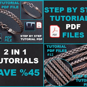 Puede incluir: Dos tutoriales paso a paso para hacer pulseras trenzadas, con un primer plano de las pulseras terminadas y una foto de las herramientas necesarias. Los tutoriales están disponibles en archivos PDF y se ofrecen como un paquete 2 en 1 con un descuento del 45%.