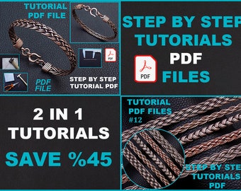 PDF files instant download 5 braiding techniques+braided cuff bracelet with wrapped end caps tutorial book lesson, pattern how to make DIY