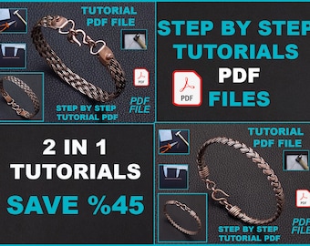 PDF files instant download , 2 braided wire wrapped bracelets and 2 braiding techniques tutorials
