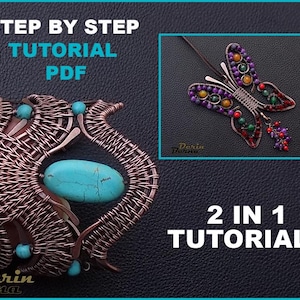 PDF files Instant download , wire wrapping bracelet and beaded butterfly tutorials , DIY jewelry