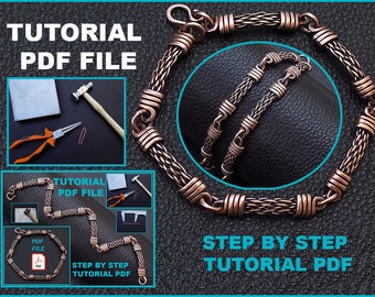 Descarga instantánea de archivos PDF: tutorial para hacer una pulsera de eslabones trenzados con extremos envueltos en alambre.