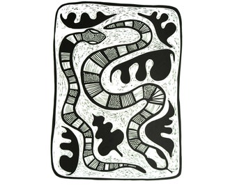 Snakes Limited Edition Lino Print linocut printmaking printmaker hand printed