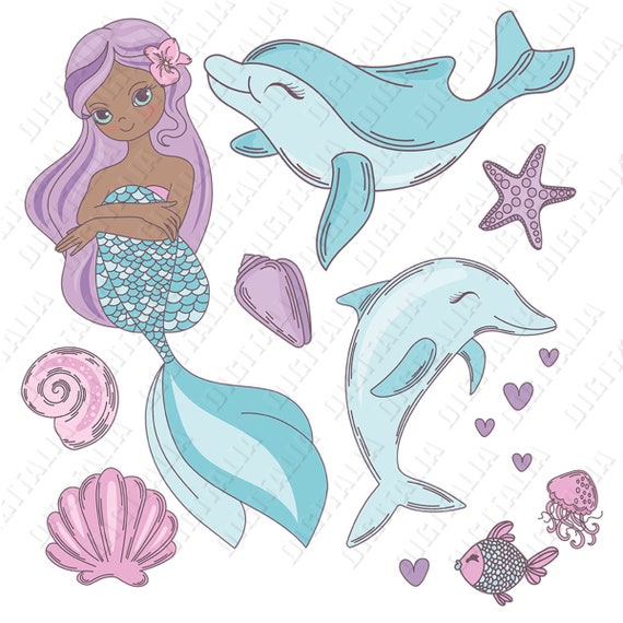 Cute Mermaid Clipart Mermaid Clip Art Little Mermaid Svg Etsy 日本